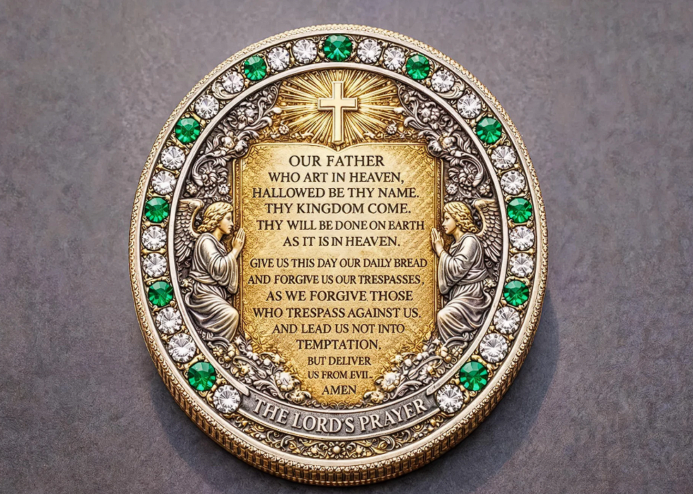 ✨ 3D Queen of Heaven & Lord's Prayer Religious Commemorative Coin